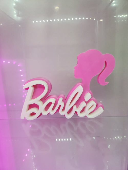 3D Printed Multicolor Barbie Style Logo or Your Name! Desk Sign Decoration Mattel 8"x6"x1" - JDColFashion