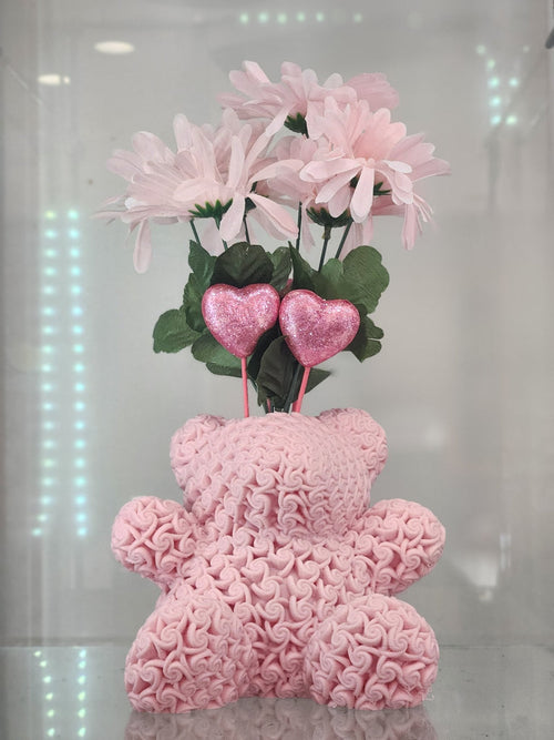 3d printed Rose Teddy Bear Flower base holder - JDColFashion
